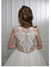 Ivory Lace Tulle Sheer Back Flower Girl Dress